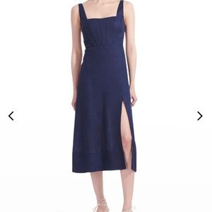 Staud Rome Sleeveless Linen Midi Dress